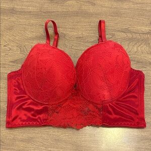 Daisy Fuentes Red Lace Longline Bra